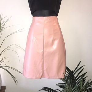 High Waist Faux Leather Skirt